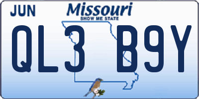 MO license plate QL3B9Y