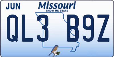 MO license plate QL3B9Z