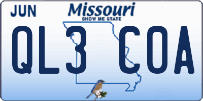 MO license plate QL3C0A