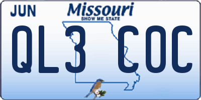 MO license plate QL3C0C