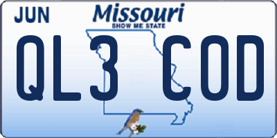 MO license plate QL3C0D