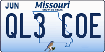MO license plate QL3C0E