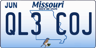 MO license plate QL3C0J