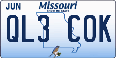 MO license plate QL3C0K