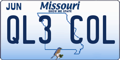 MO license plate QL3C0L