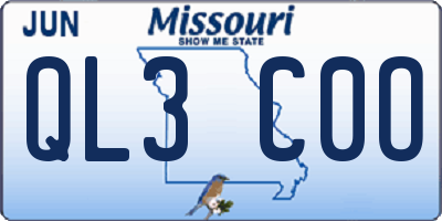 MO license plate QL3C0O
