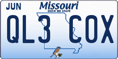 MO license plate QL3C0X