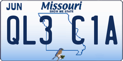 MO license plate QL3C1A