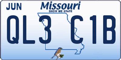 MO license plate QL3C1B