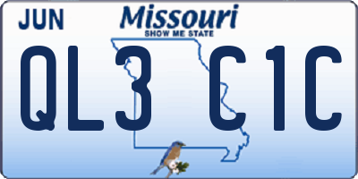 MO license plate QL3C1C