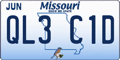 MO license plate QL3C1D