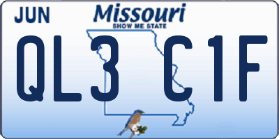 MO license plate QL3C1F