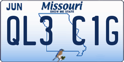 MO license plate QL3C1G