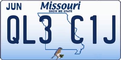 MO license plate QL3C1J