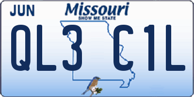 MO license plate QL3C1L
