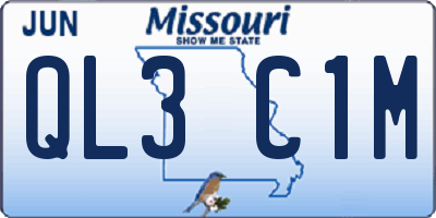 MO license plate QL3C1M