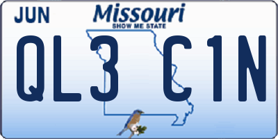 MO license plate QL3C1N