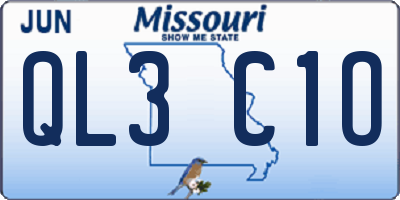 MO license plate QL3C1O