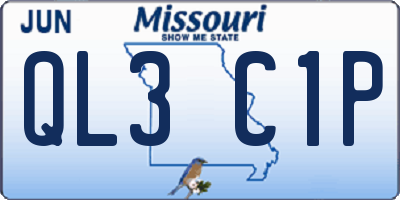 MO license plate QL3C1P
