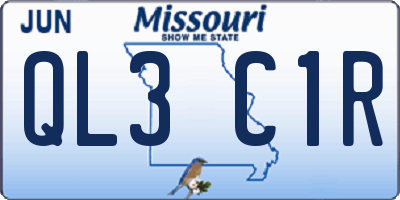 MO license plate QL3C1R
