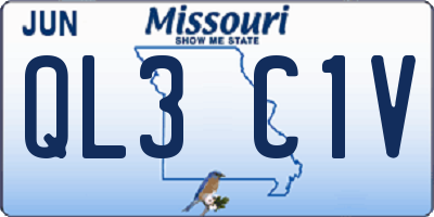 MO license plate QL3C1V