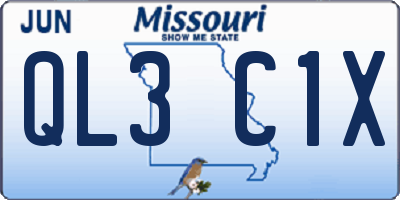 MO license plate QL3C1X