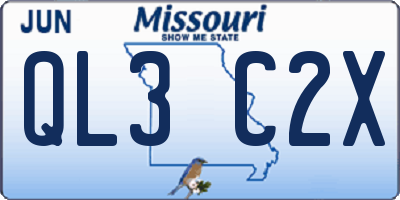 MO license plate QL3C2X