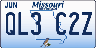 MO license plate QL3C2Z