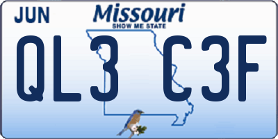 MO license plate QL3C3F