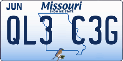 MO license plate QL3C3G