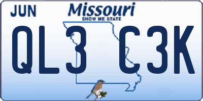 MO license plate QL3C3K