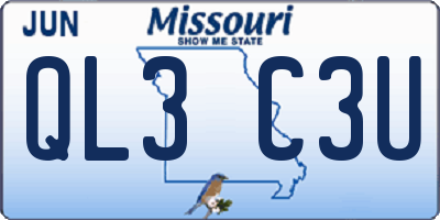 MO license plate QL3C3U