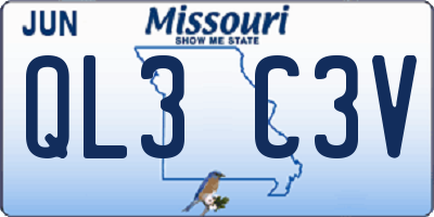 MO license plate QL3C3V