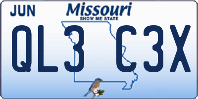 MO license plate QL3C3X