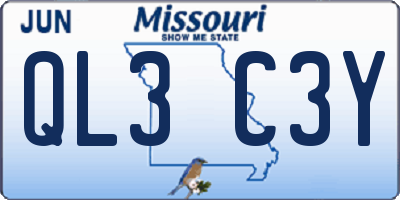 MO license plate QL3C3Y