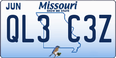 MO license plate QL3C3Z