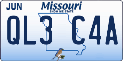 MO license plate QL3C4A
