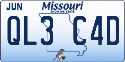 MO license plate QL3C4D