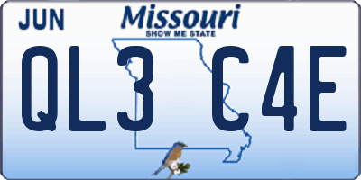 MO license plate QL3C4E