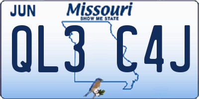 MO license plate QL3C4J