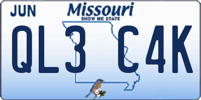 MO license plate QL3C4K