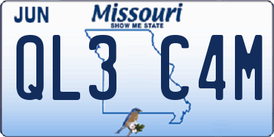 MO license plate QL3C4M