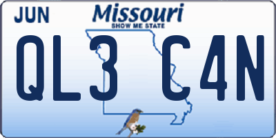 MO license plate QL3C4N