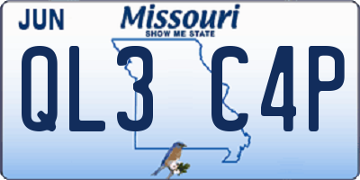 MO license plate QL3C4P
