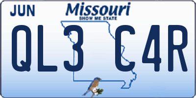 MO license plate QL3C4R