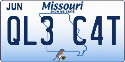 MO license plate QL3C4T