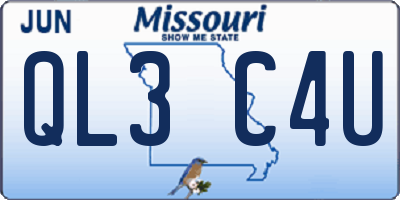 MO license plate QL3C4U