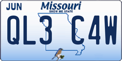 MO license plate QL3C4W