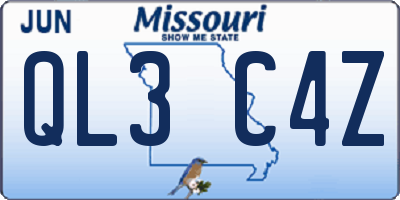 MO license plate QL3C4Z
