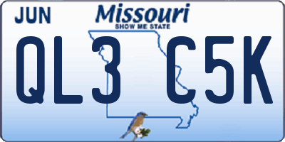 MO license plate QL3C5K
